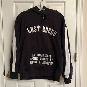 Lost Breed Black Long Sleeve Hoodie White Stripe Sleeves Cotton-blend Size Small